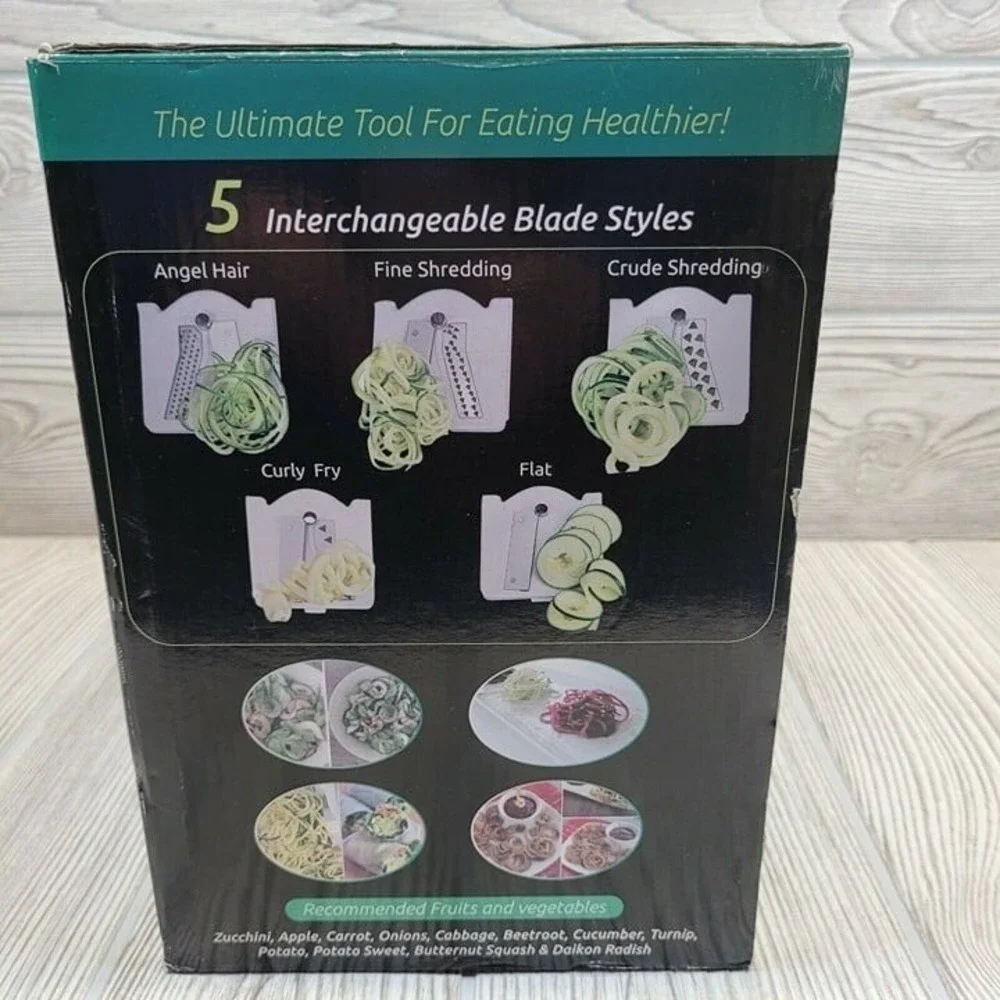 Spiralizer 5 Blade Spiral Slicer White Manual Vegetable Pasta Maker Kitchen Tool